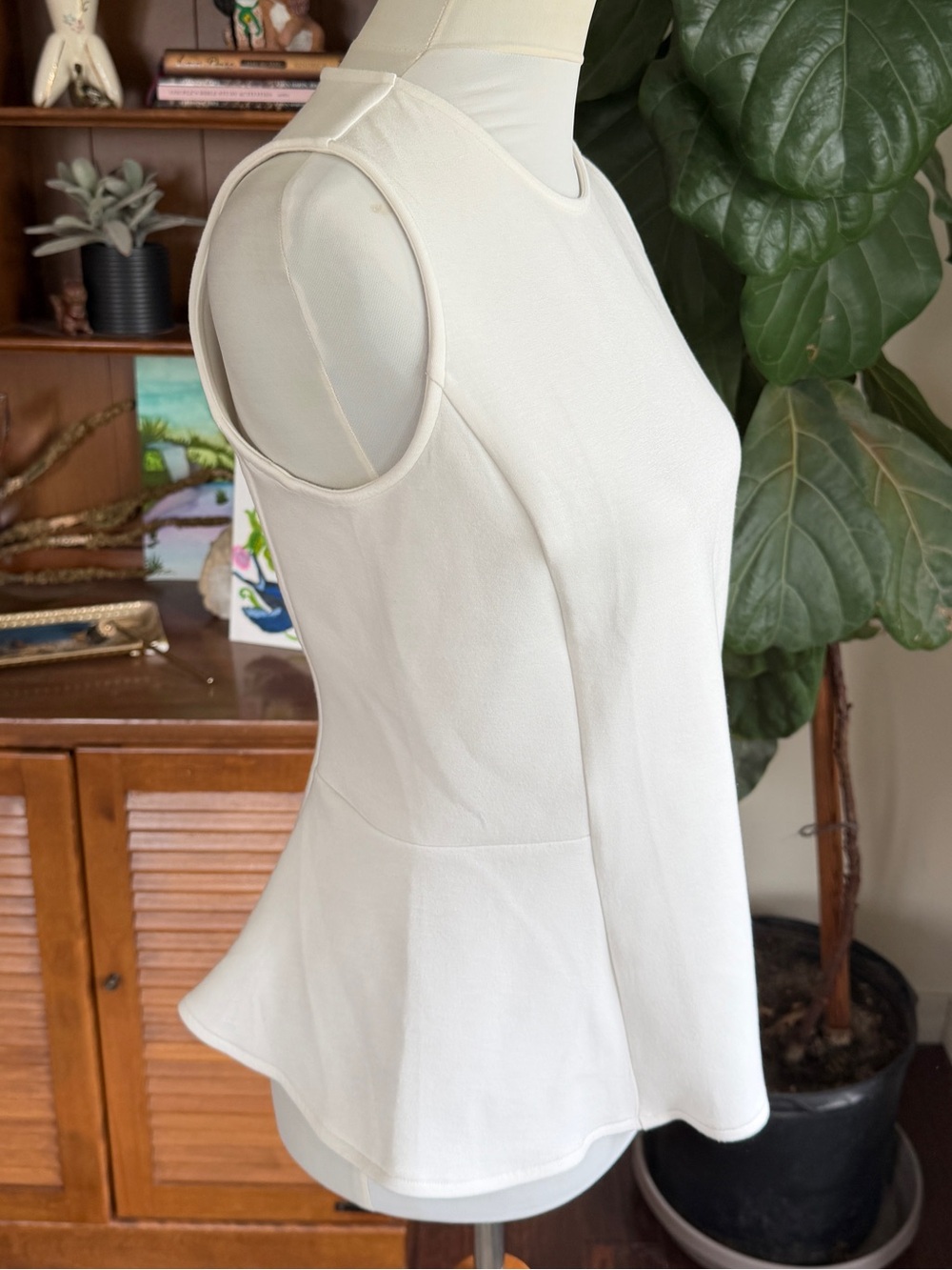 Spanx White Modal Stretchy Peplum Tank Top Shirt Blouse S - Picture 5 of 11